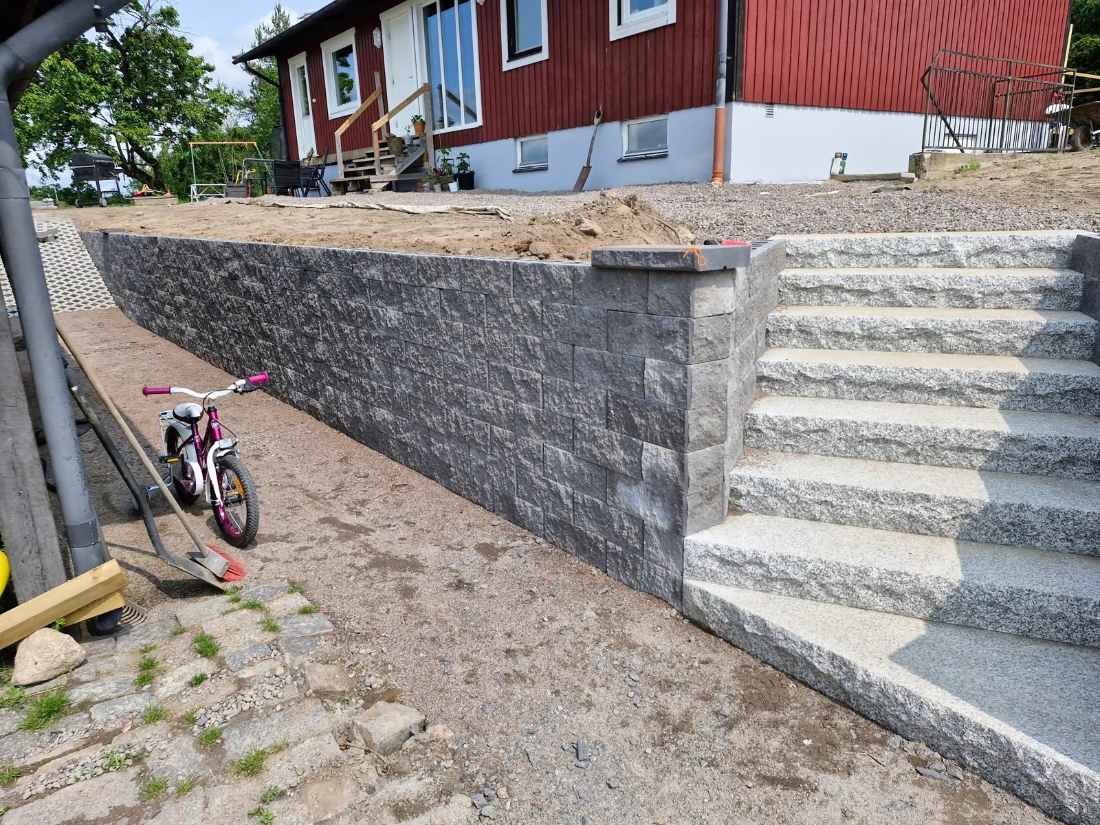 Stödmur granittrappa Linköping Linghem
